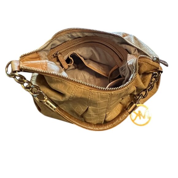 Michael Kors Leather Camel Shoulder Bag Purse w/Medallion & Matching Wallet - Picture 9 of 16